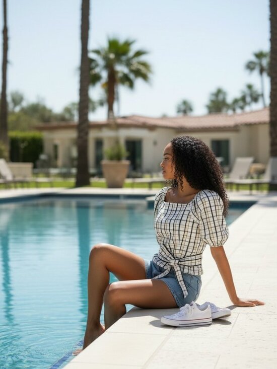 Levi's Vera Puff Sleeve Top Vera Blouse Sally Plaid Cloud Dancer Pattern Medium - Picture 2 of 11